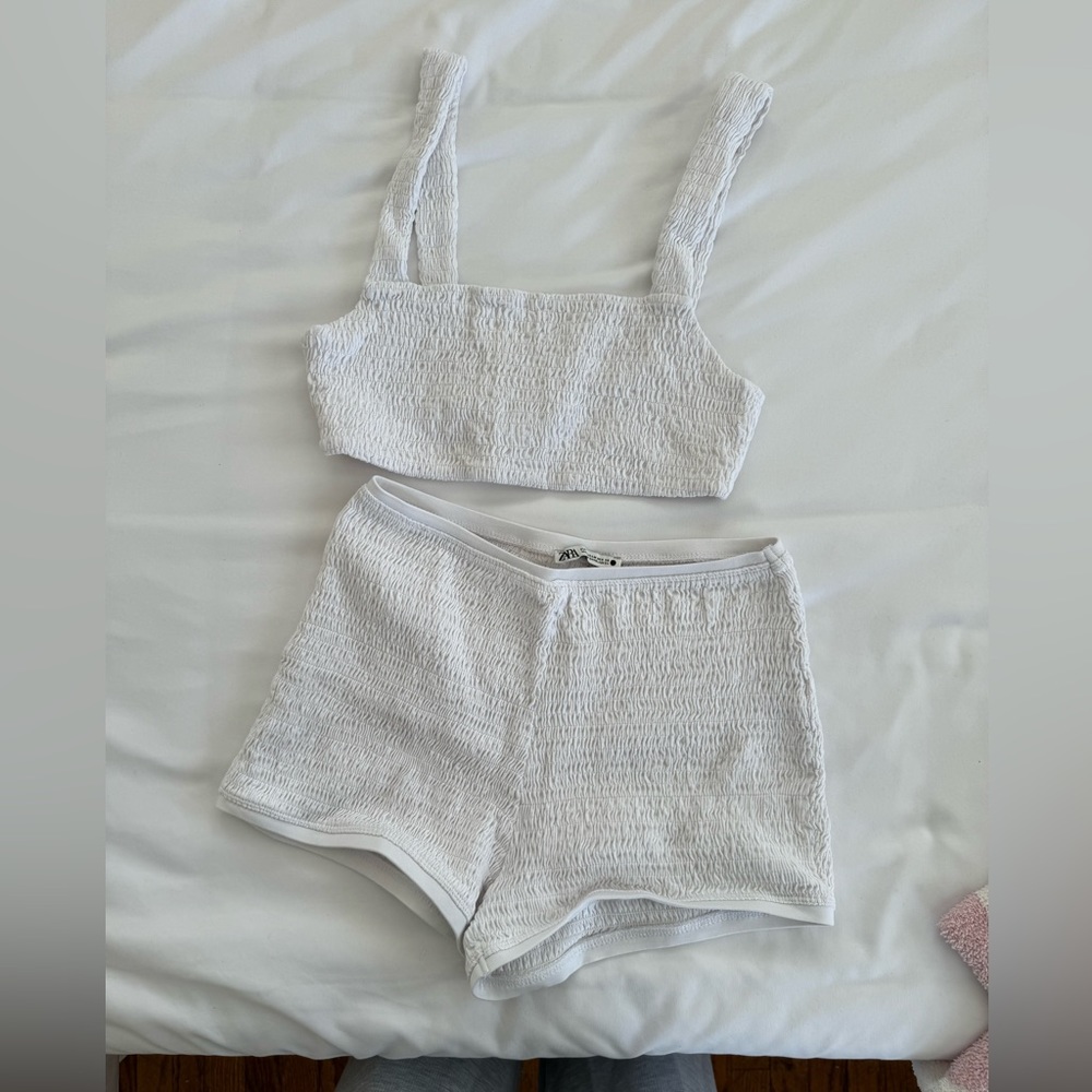 Zara white bra and short set